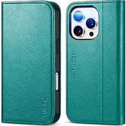 TUCCH Case for iPhone 16 Pro, PU Leather Folio Wallet with [Kickstand] RFID Blocking 3 Card Slots Flip Book Cover [Protective TPU Interior Case] Compatible with iPhone 16 Pro 5G 2024, Cyan