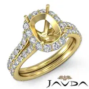Diamond Engagement Cushion Semi Mount Split Shank Ring 14k Yellow Gold 1.32Ct