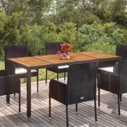 Garden Table with Top Outdoor Dining Table Patio Furniture Poly Rattan vidaXL
