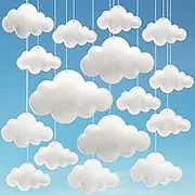 Ayfjovs 16PCS Cloud Hanging Decoration - 3D Felt Clouds for Nursery, Stage Props and Classroom Decor