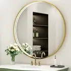 28 Inch round LED Mirror for Bathroom,Gold Metal Frame Lighted Vanity Mirror,Wal