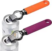DUNLAGUE 2-Pack Soda Can Opener and Beer Bottle Opener Bartender with Good Grip Silicone Handle, Pop Top Can Tab Opener for Long Nails, Bottle Opener for Arthritic Hand and Seniors, 1* Rosy 1* Orange
