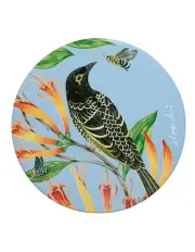 [Maxwell & Williams] Eloise Short Lyric Ceramic Round Coaster 10cm Regent Honeyeater in Blue