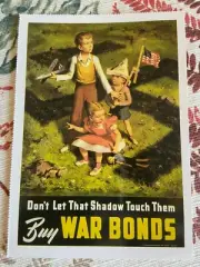 vintage postcard WWII propaganda war bonds dont let shadow touch them swatika