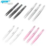 YNR German Eyebrow Tweezers Hair tweezers Slanted Straight Pointy Set of 3 & 4