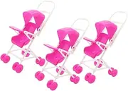 3Pcs Doll Stroller Compact Simulation Pushchair for Pretend Play Enhance Hand Eye Coordination