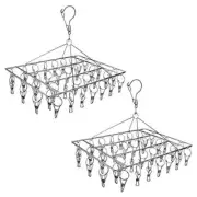 2 Pack Stainless Steel Sock Drying Rack, 72 Clips for Sock, Underwear, Laundry