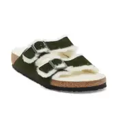 Birkenstock Men's Arizona Sandal Suede Strap Lambswool Lined Mountain View Green