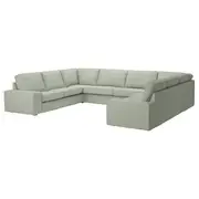 KIVIK u-shaped sofa, 7-seat, Gunnared light green