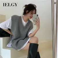 在飛比找蝦皮商城優惠-Ielgy v領針織新款秋季女背心寬鬆毛衣韓版頂級時尚無袖背