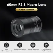 7artisans 60mm F2.8 APS-C Manual Macro Lens For Canon EF-M,Sony E,Fujifilm X