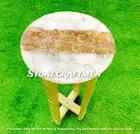 White Agate Coffee Side Table Top, Petrified Agate Round Table Top, Home Decor