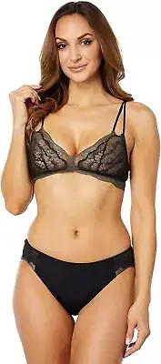 Natori 290438 Women's Double Time Bralette Black/Dark Grey Size LG