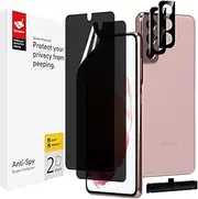 [BERSEM] 2+2 Pack Privacy Screen Protector for Samsung Galaxy S21, 6.2 Inch with Tempered Glass Camera Lens Protector, Anti-Spy Flexible TPU Film, Easy Installation