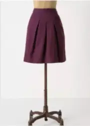 New Anthropologie TABITHA Runny Yoke Skirt Plum Purple Pleated Textured Sz 8 NWT