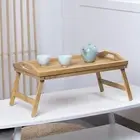Foldable Bed Table Portable Bamboo Tray with Folding Legs Multifunctional