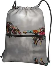 EdWal Graffiti Hand Print Drawstring Backpack Gym Bags Sports Bags With Zipper Pocket For Travel Beach, Black, One Size