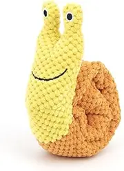 Dog Plush Toy for Large Aggressive Chewers, Indestructible Tuffy Dog Squeaky Toys, Funny Stuffed Animals Toys with Cotton Material, Durable Chewing Toys (Snail, Yellow)