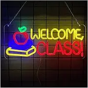 Sign Lamp "Welcome Class" Neon Sign USB Powered LED Light Suitable For Bookstore Library Museum Study Room 42cmх18cm