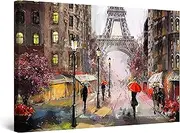[Startonight] Canvas Wall Art Decor Colored Street of Paris Painting for Living Room Day & Night Effect Large Modern Decor, Vivid Color Print, Elegant Gift Idea,Unique Luminous Wall Art 80 cm x 120 cm