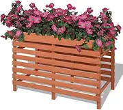 Wood Outdoor Planter Box Wooden Flower and Herb Pot for Patio and Flowers - Outside Plant and Vegetable Container