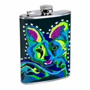 Dog Art Em5 Flask 8oz Stainless Steel Hip Drinking Whiskey