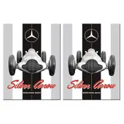2PK Nostalgic Art Mercedes Benz Silver Arrow Printed Fridge Rectangle Magnet 8cm