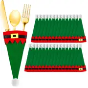 20/30pcs Christmas Cutlery Holder Set Mini Santa Hat Fork Tableware Holder Bag