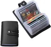 [COMAIK] Credit Card Holder and Business Card Organizer, Pocket Credit Card Wallet for Women, Slim Business Card Holder for Storage Credit Cards or Business Cards, 26 Slots, with RFID Blocking (Black)