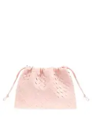 BOTTEGA VENETA Dustbag Medium $2000 Rose Pink Intrecciato Leather Handbag New