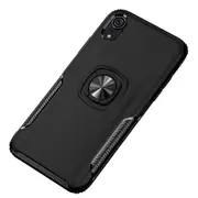 Shockproof Car Magnetic Case With 360 Degree Gold Armor Ring For Iphone Xr (Black)