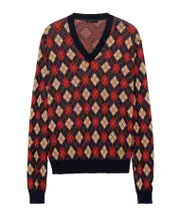 Argyle cotton sweater IT46 blue