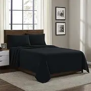 100% Cotton Flannel Sheets Queen Size - Warm & Cozy Flannel Bed Sheets Set for Winter - Soft Brushed Cotton Bedding for Ultimate Comfort - Heavyweight Sheet Set, Queen, Black