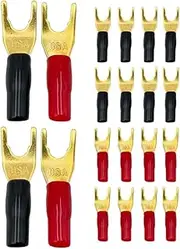Gyorwst 20Pc YU Shape Spade Banana Plug Gold Plated Fork Banana Plug Jack Plug Solderless Speaker Cable Power Terminal Connector