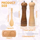 Wood Salt and Pepper Grinder Set with Spoon Coarseness Adjustable Salt gyoOn