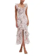 PatBO Botanic Flutter Sleeve Hi Low Maxi Dress