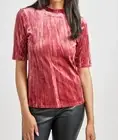 Mystree velvet fitted half sleeve mock neck top Mauve