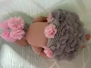 PRETTY AS A ROSE LACE RUFFLE PEARL BLOOMER/HEADBAND SET NEWBORN 1st PHOTOSHOOT