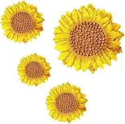 AUTSUPPL 4Pcs Sunflower Embroidery Appliques for Clothes Repairing Decorative Patches for DIY Clothing for Mending Bags Hats Shoes Flower Shape Design for Personal Style