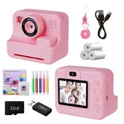 Instant Print Camera 1080P Digital Inkless Camera with 32G TF Card for Kids