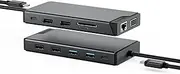 ALOGIC USB-C 12-in-1 Mini Docking Station, Dual Display, 2xHDMI, 1xVGA, 100W PD, 2xUSB-C, 2xUSB-A 2.0, 2xUSB-A 3.0, RJ45, 1x SD/TF Port, MacBook/Surface & Other USB-C Devices Compatible