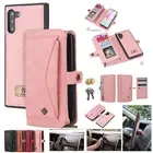 For Samsung S24+ S10 S9 Note 20Ultra Detachable Leather Zipper Purse Case Cover