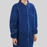 Uline Navy Polypropylene Lab Coats - XL, Snap Front, No Pockets, Latex Free