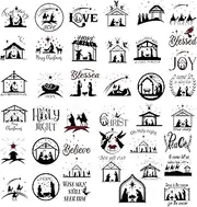 80 Pieces Nativity Mason Jar Vinyl Decals, Manger Scene Stickers, Santa Wreath Christmas Stickers for Glass Jar, Window, Bottle, Gift Box Decorations, 40 Styles