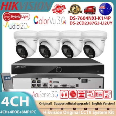 Hikvision 4CH NVR Systems 8MP Hybrid Light Camera ColorVu3.0 DS-2CD2387G3-LI2UY