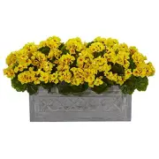 18" Geranium Artificial Plant in Stone Planter UV Resistant (Indoor/Outdoor)