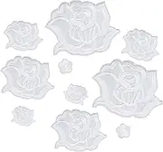Qianyu 10 Pcs Iron on Rose Flower Patches for Clothes Designs Fabric Repair Flower Sew on Embroidered Patches with 5 Sizes Cool Applique Patches for Jacket Jeans Sweater Hats Shoes Bag (White)