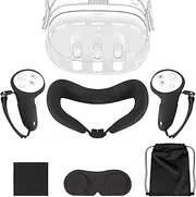 Geekria VR Protection Accessory Set Compatible with Meta Quest 3, Anti-Slip Touch Controller Grip Sleeve, VR Shell Cover with Camera Lens, Silicone Face Pad, Protect VR in Most of Aspects
