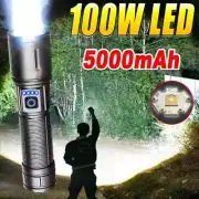LED Flashlights High Power White Laser Wick Rechargeable Torch Emergency Lamp