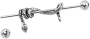 [Healeved] Gothic Snake Barbell Earring Hip Hop Ear Piercing Jewelry for Cartilage Helix and Earlobe Creative Design for Daily Wear Chic Accessory